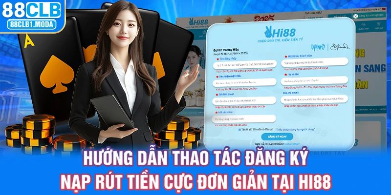 Hướng dẫn thao tác đăng ký, nạp rút tiền cực đơn giản tại HI88